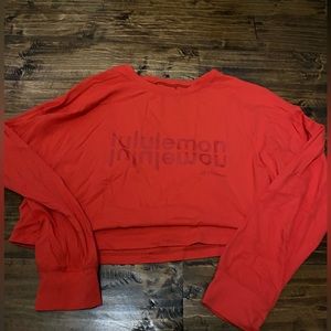 Red Lululemon long sleeve with logo
